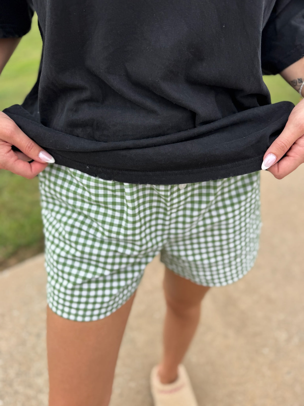Heather Gingham High Waist Shorts