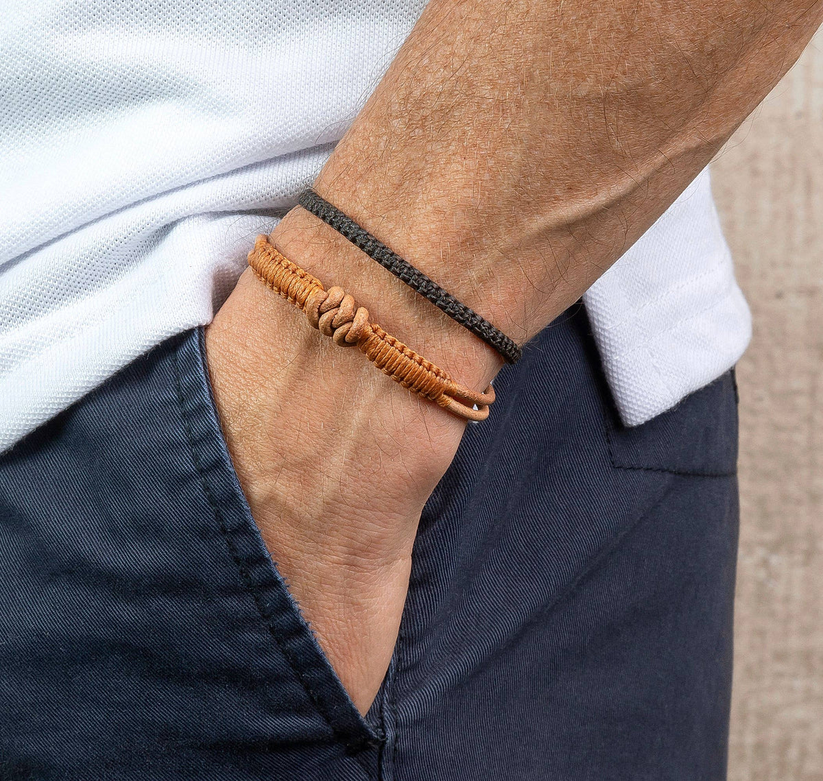 Men's Adjustable Leather Knot Bracelet