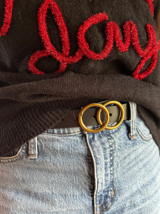 Overlap Buckle Leather Belt