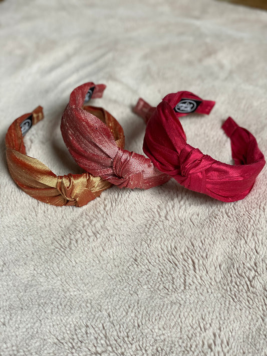 Dupioni Silk Top Knot Headband - Warm Palette