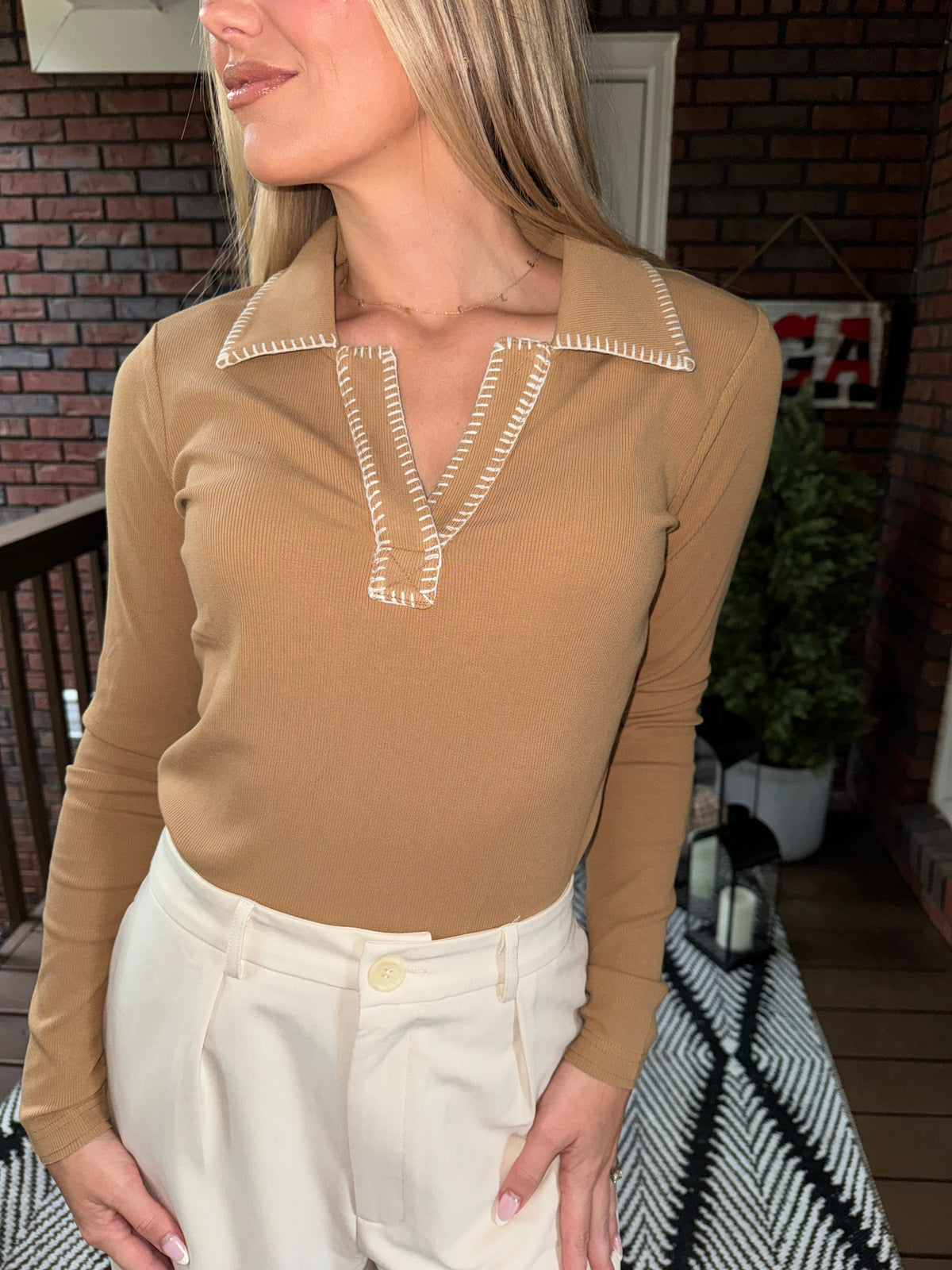 The Callie Contrast Stitch Top