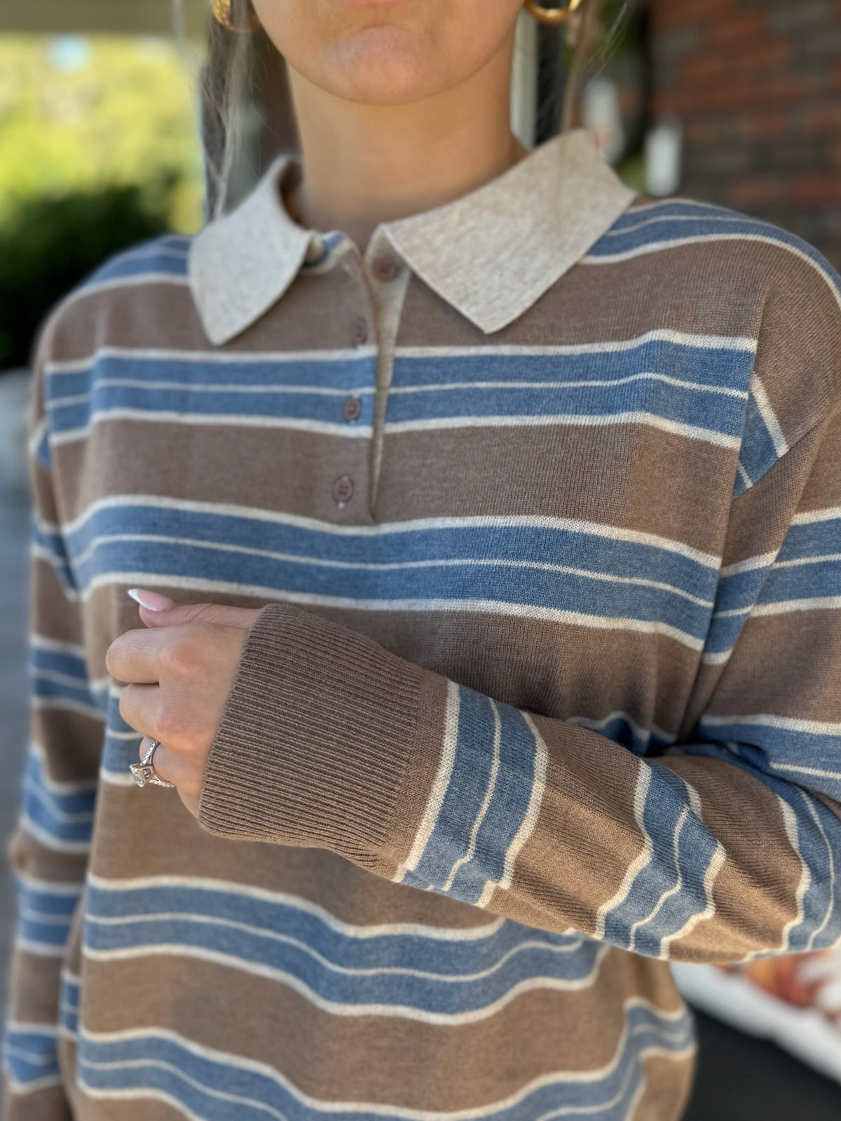 The Reese Striped Collared Sweater