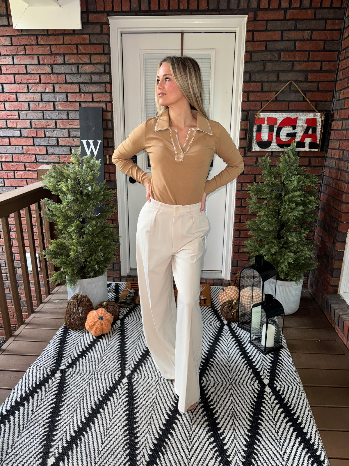 The Callie Contrast Stitch Top
