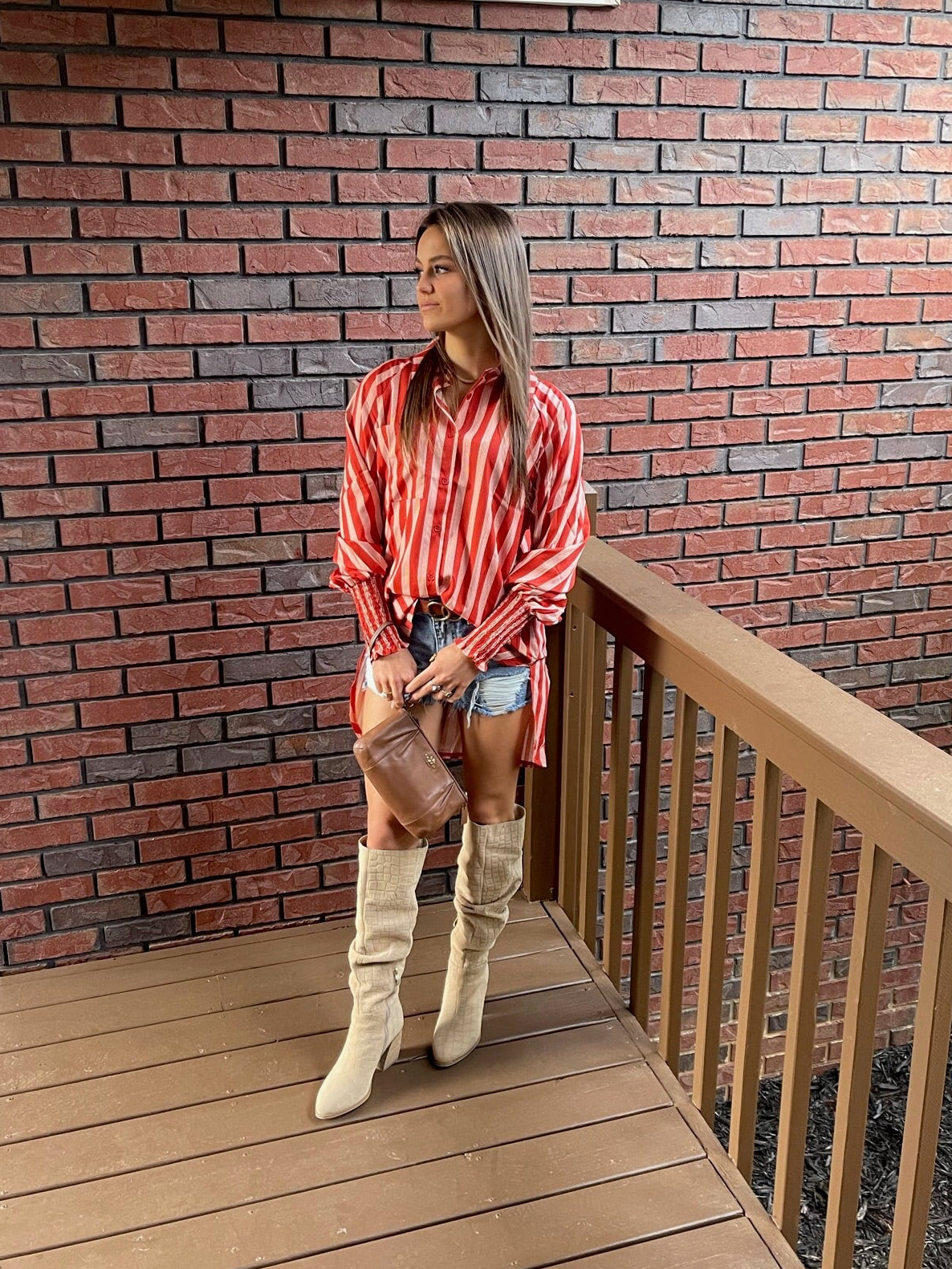 Striped Puff Tunic Blouse