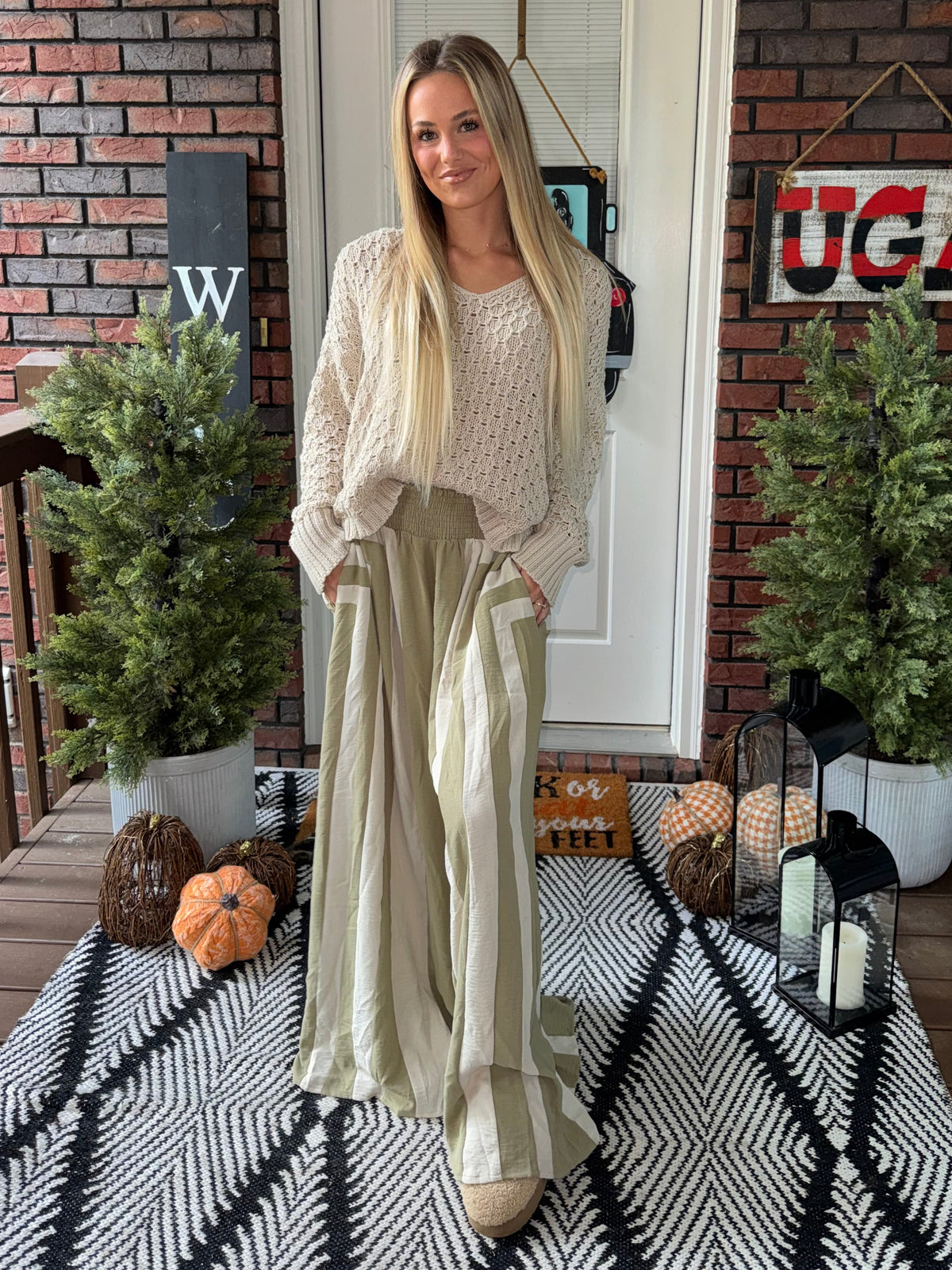 The Wren Striped Wide Leg Pants