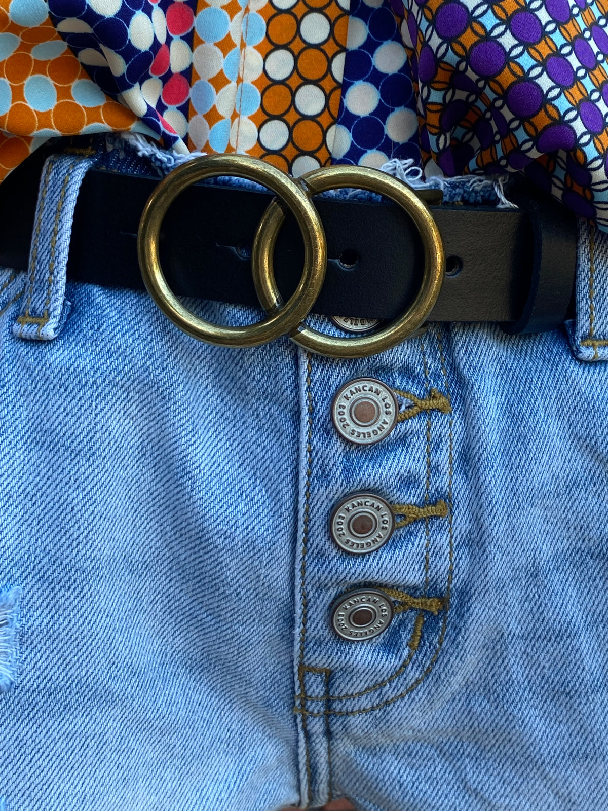 Overlap Buckle Leather Belt