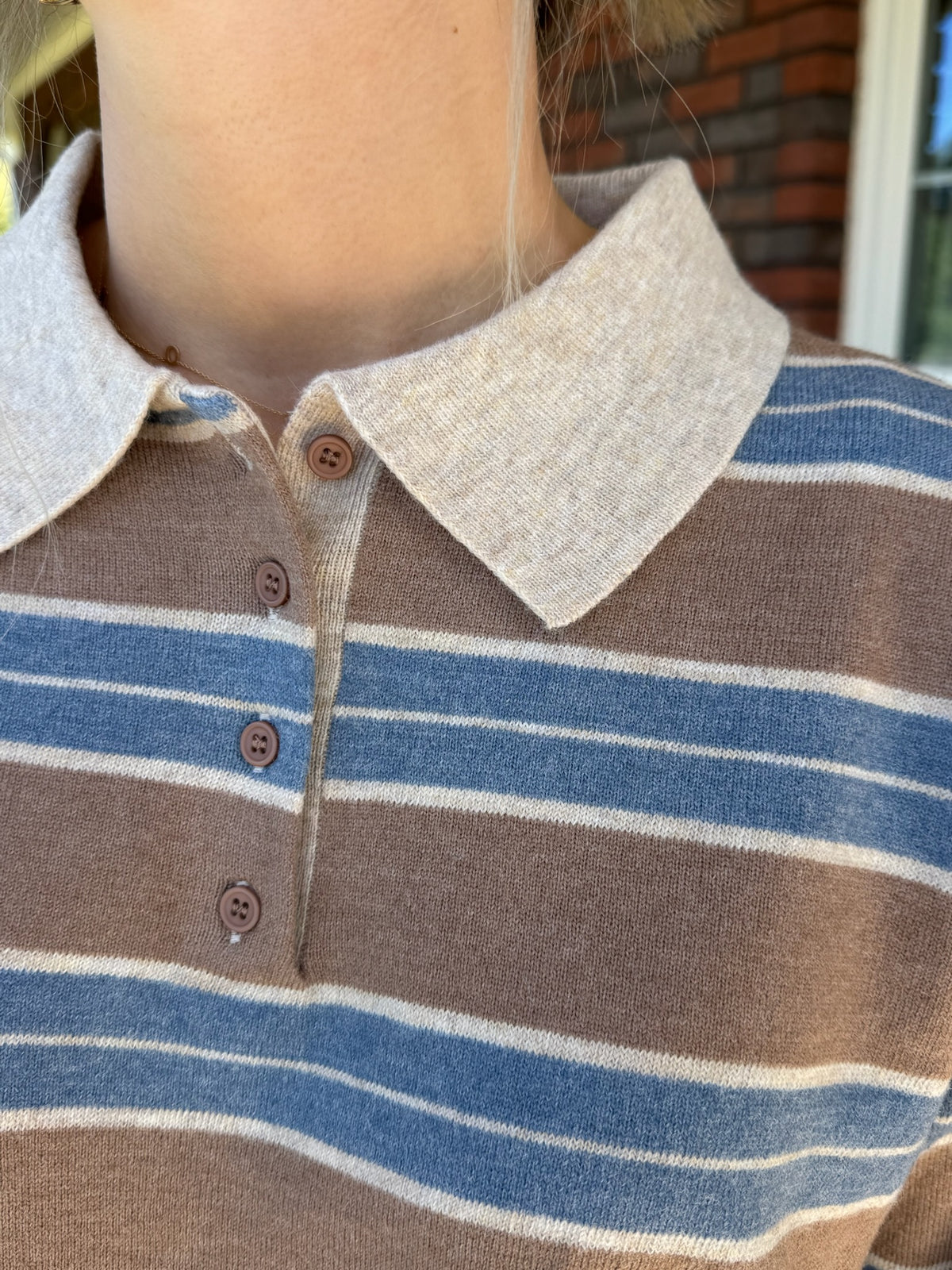 The Reese Striped Collared Sweater