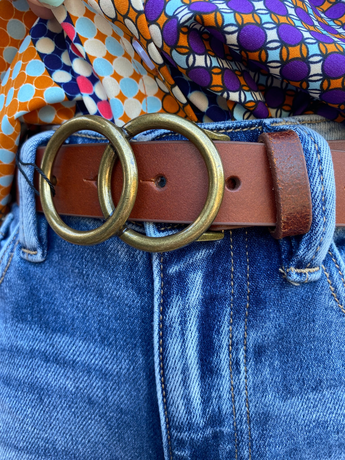 Overlap Buckle Leather Belt