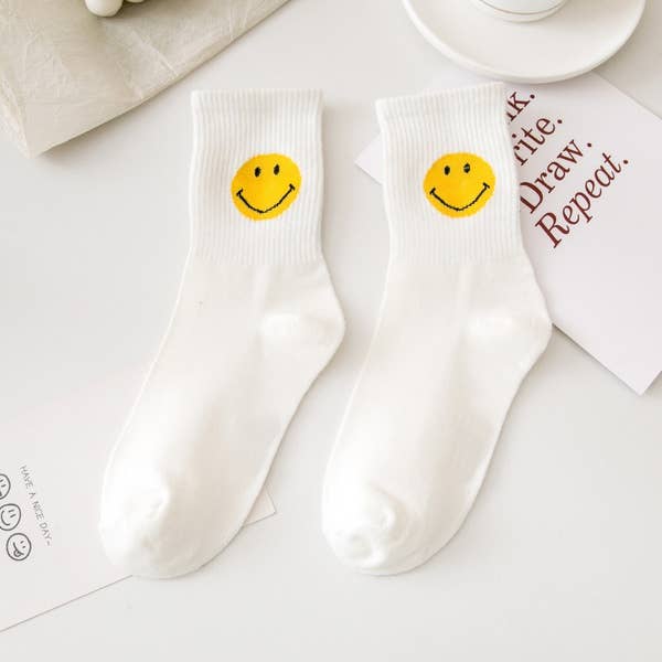 Retro Smiley Tube Socks
