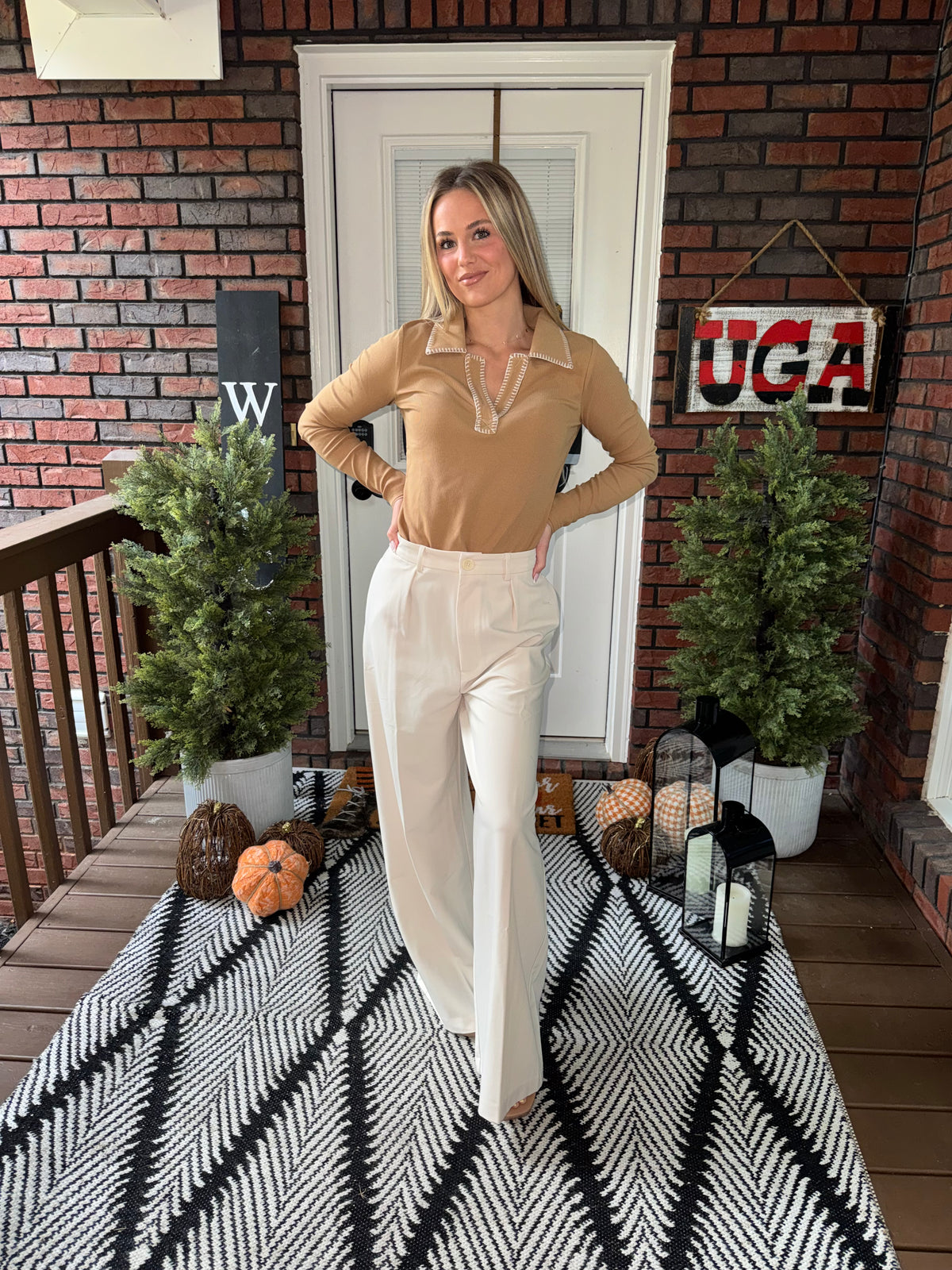 The Callie Contrast Stitch Top