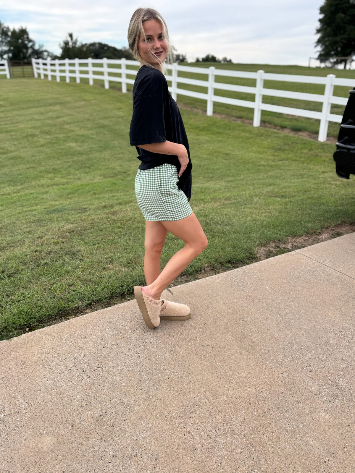 Heather Gingham High Waist Shorts