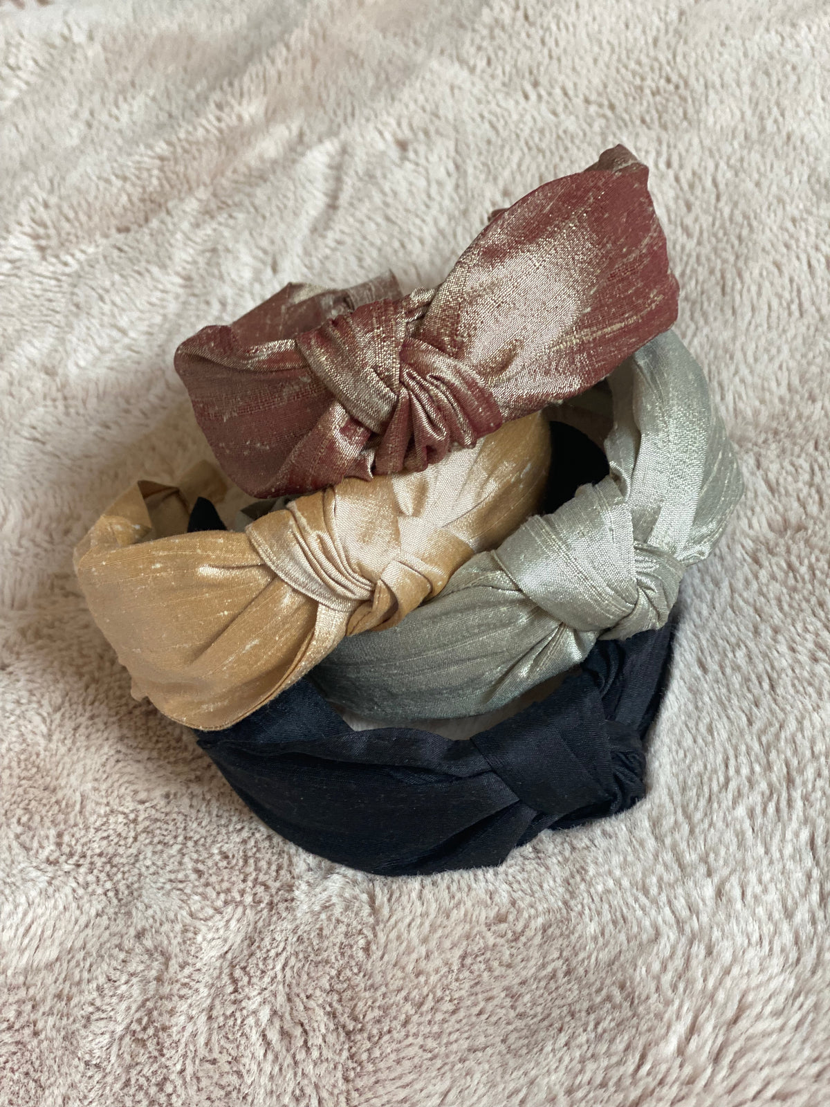 Dupioni Silk Top Knot Headband - Neutral Palette