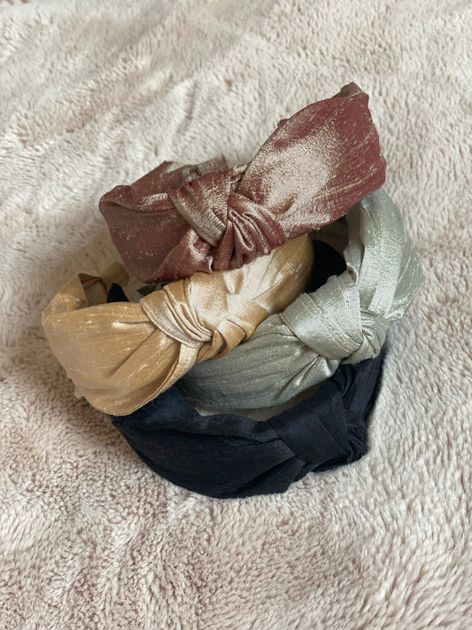 Dupioni Silk Top Knot Headband - Neutral Palette