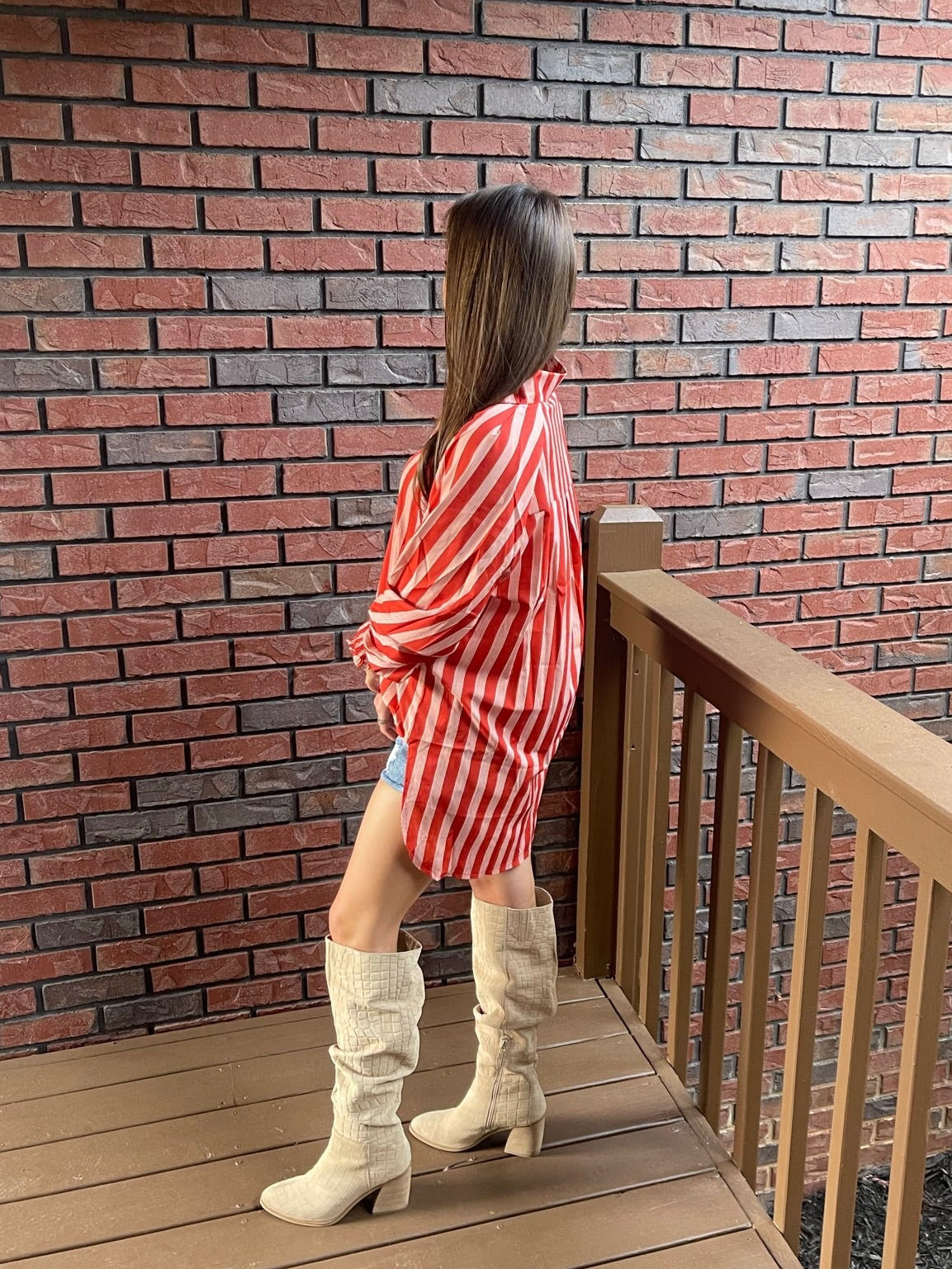Striped Puff Tunic Blouse