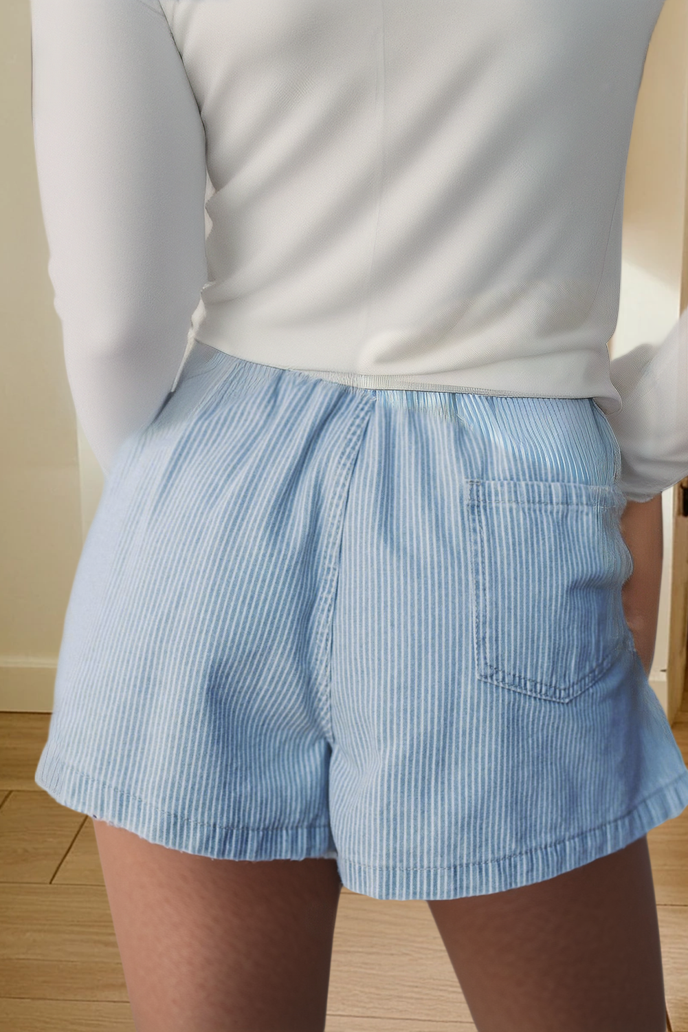 Denim Striped Shorts
