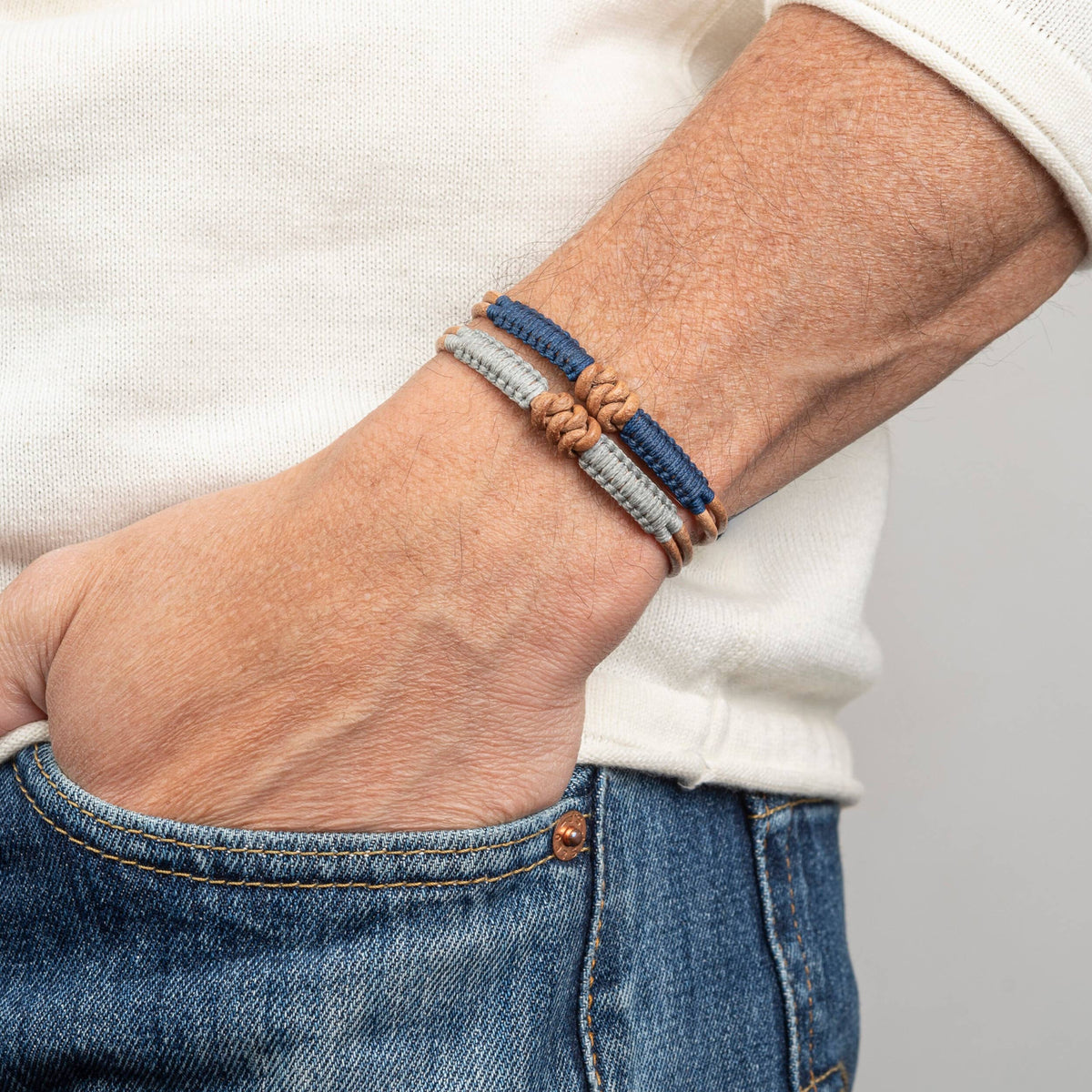 Men's Adjustable Leather Knot Bracelet