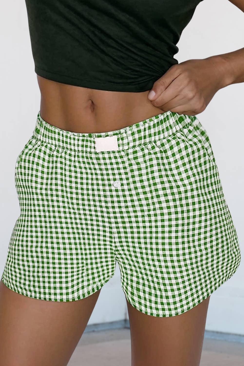 Heather Gingham High Waist Shorts